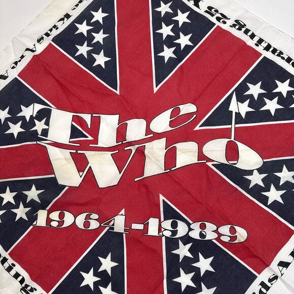 The Who 1989 Tour Bandanna Head Scarf 25 Years 1964-1989 The Kids Are Alright - Picture 2 of 15